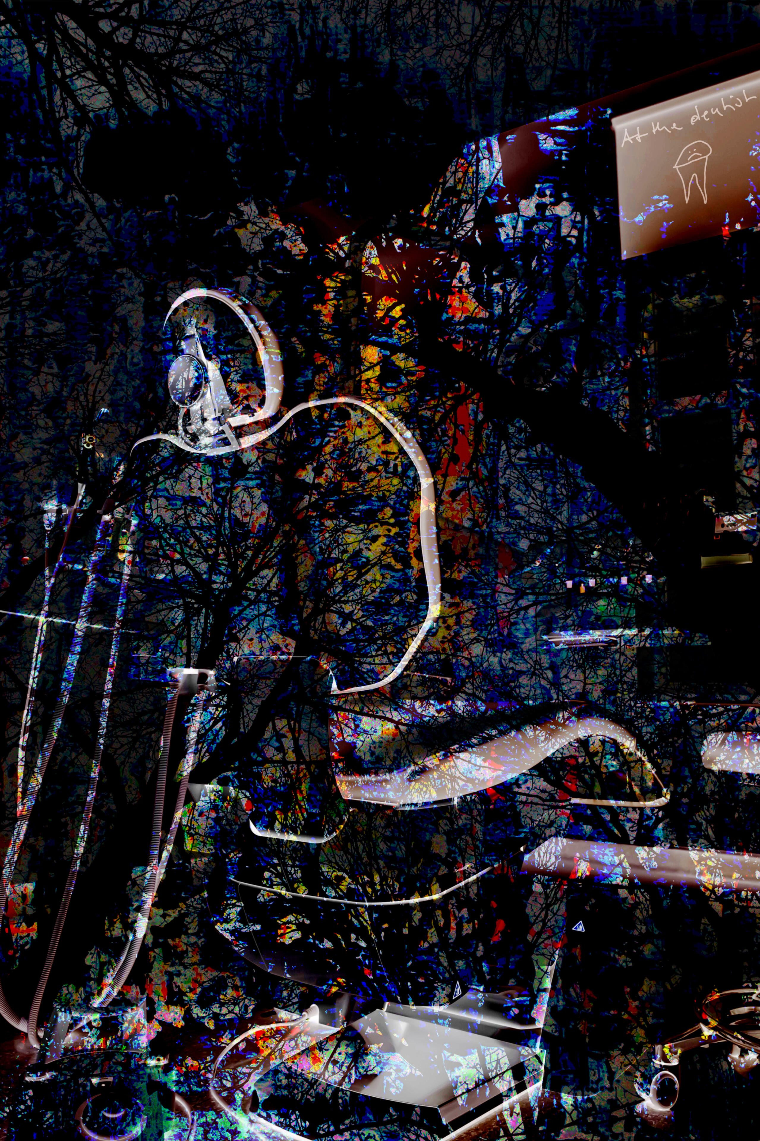The body remained in the chair. Everything else wandered into a forest that had been growing inside for years.